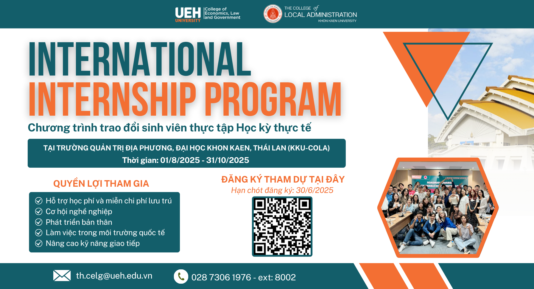 Chương trình Học kỳ thực tế tại Trường Quản trị Địa phương - Đại học Khon Kaen (KKU-COLA), Thái Lan